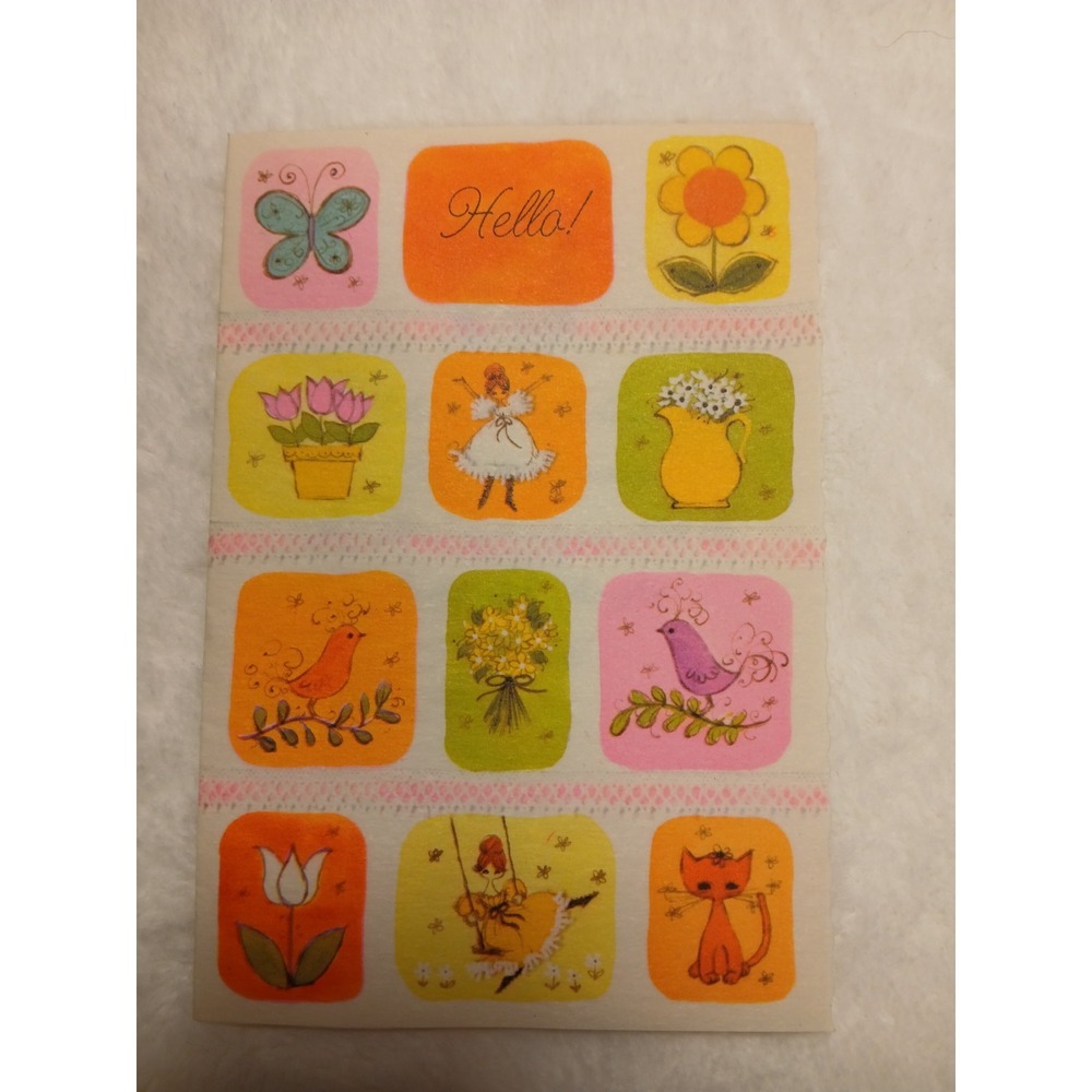 Vintage Ambassador  1960s Parchment‎ Paper Colorful Retro-inspired Greeting Card